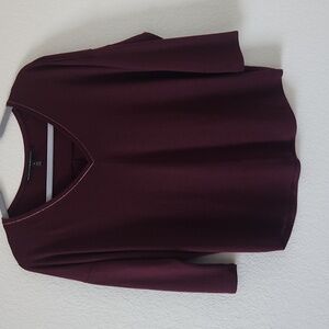 White House Black Market Deep Burgundy Long Sleeve Top